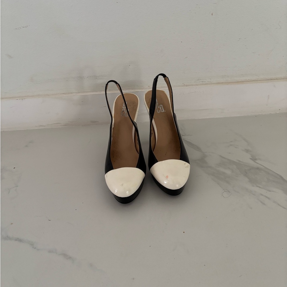 Chic Black and White Slingback Heels